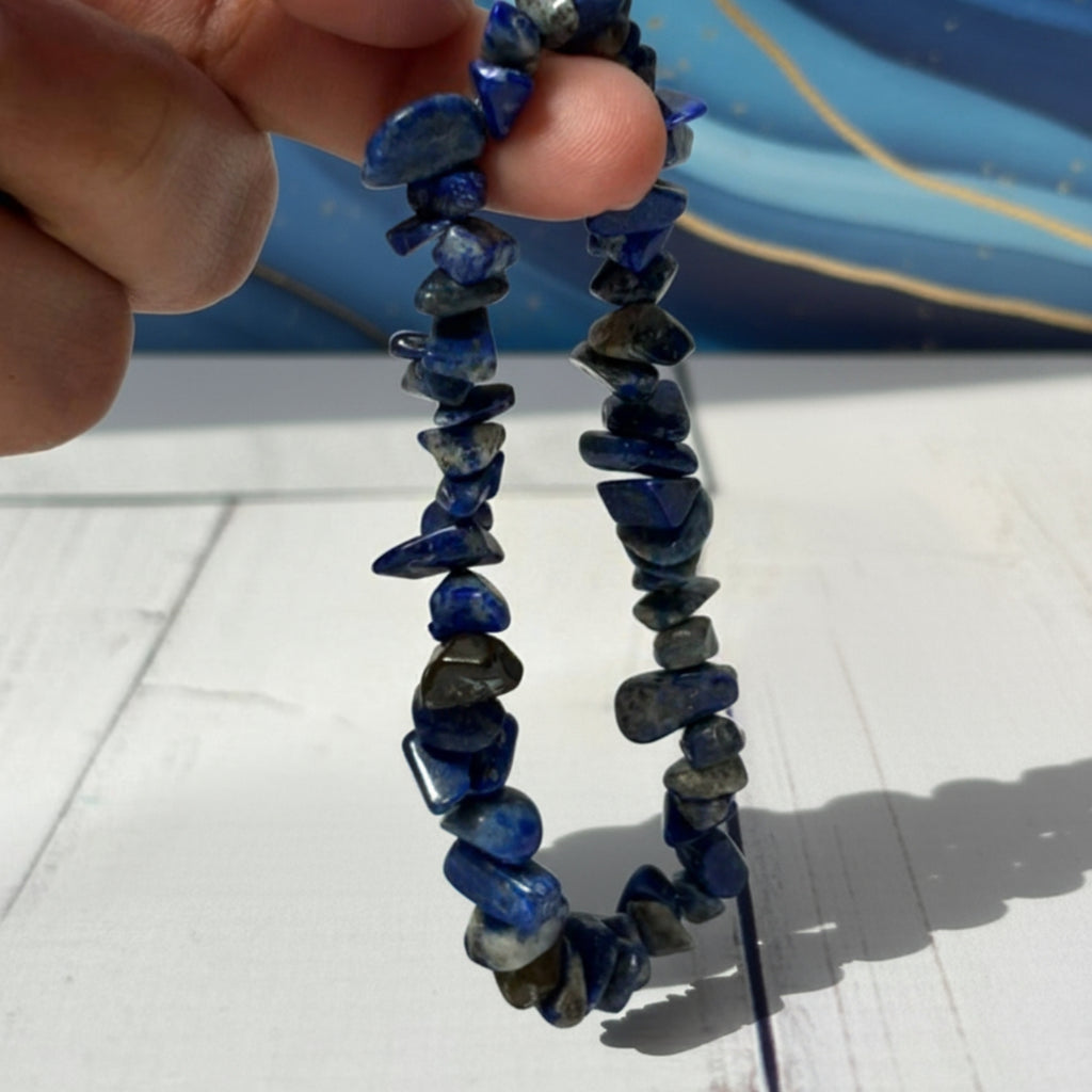 Pulsera Lapislázuli Chips Natural Protección E Intuición