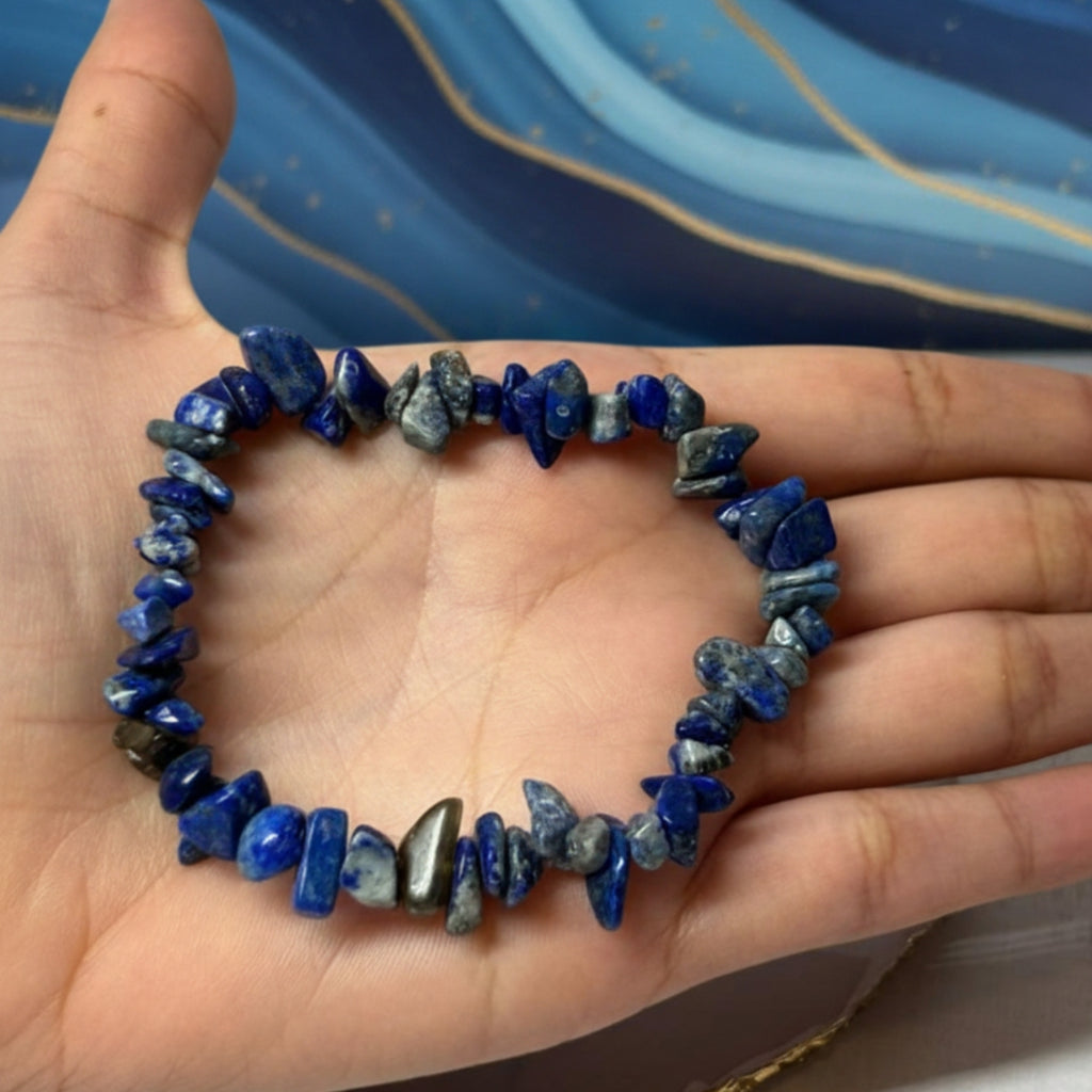 Pulsera Lapislázuli Chips Natural Protección E Intuición