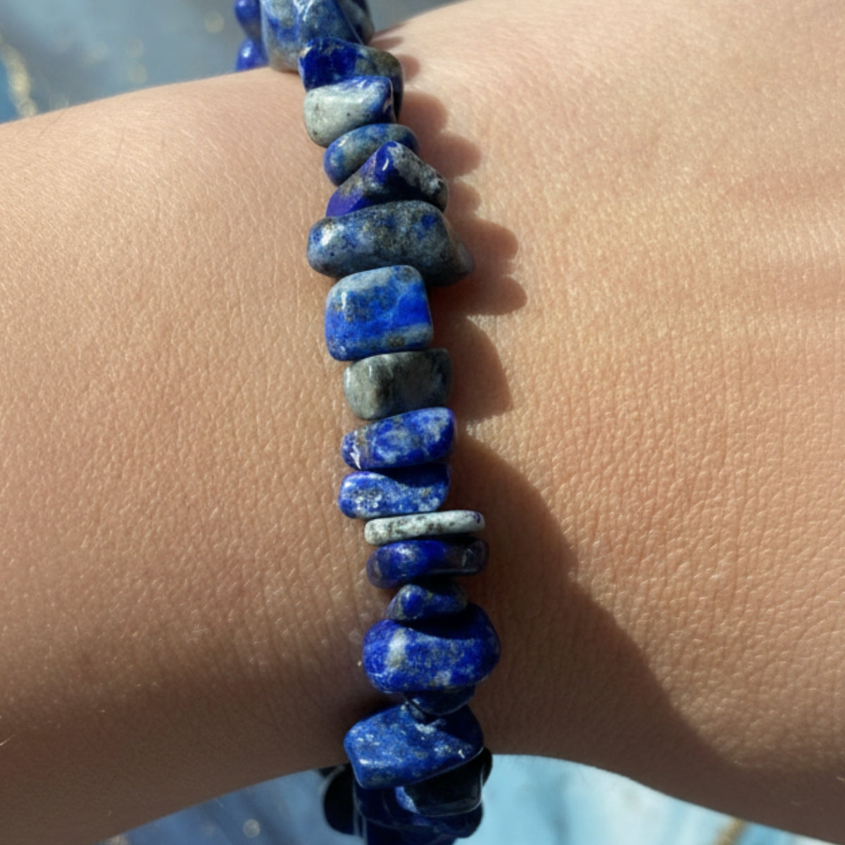 Pulsera Lapislázuli Chips Natural Protección E Intuición
