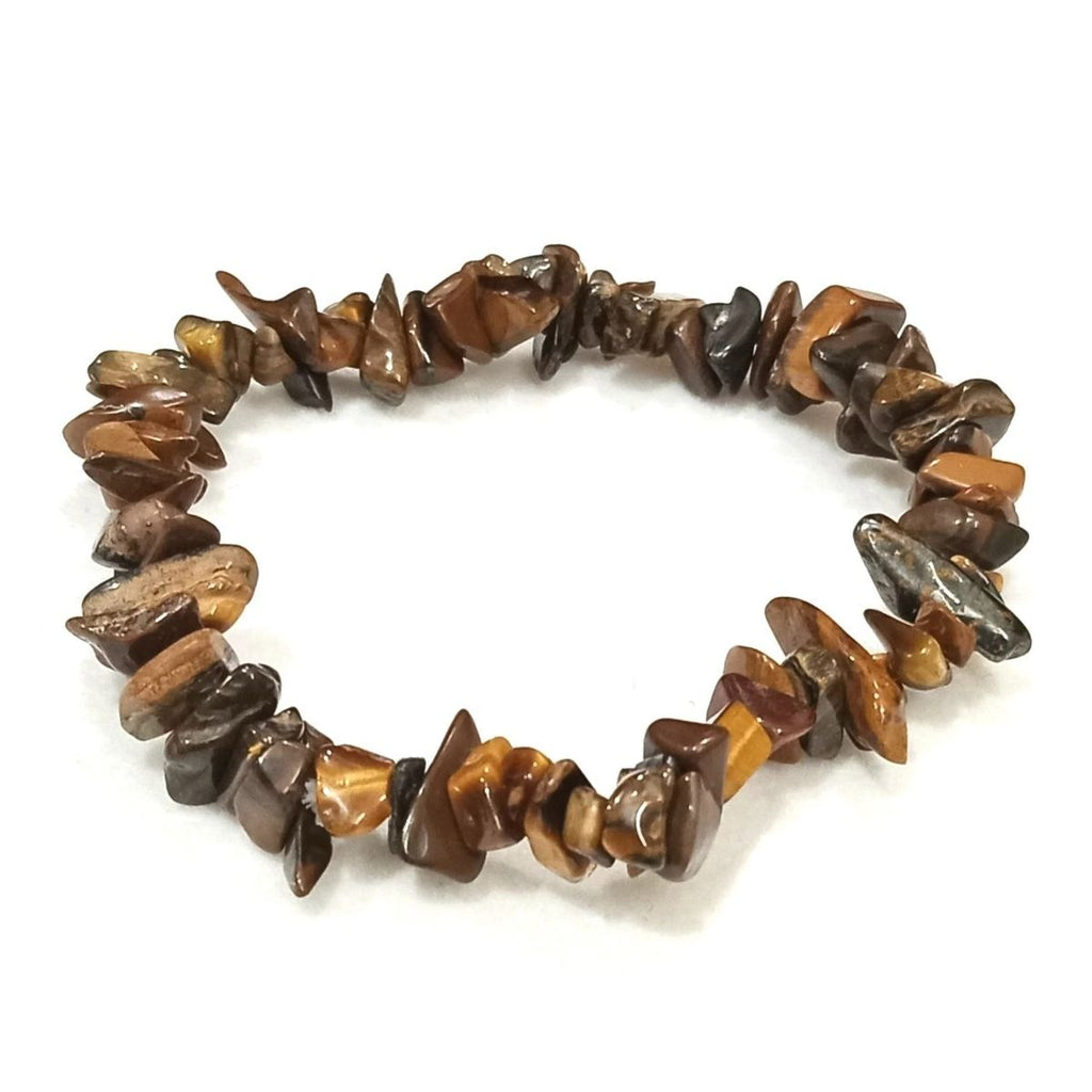 Pulsera Ojo De Tigre Chips Piedra Natural Elástica Unisex