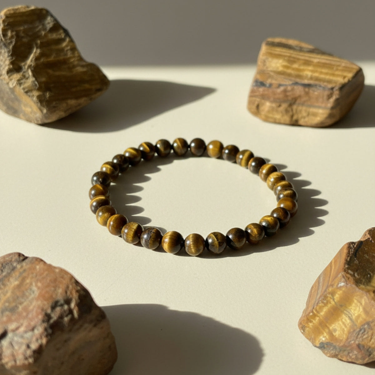 Pulsera Ojo De Tigre Natural 6mm Confianza Y Éxito