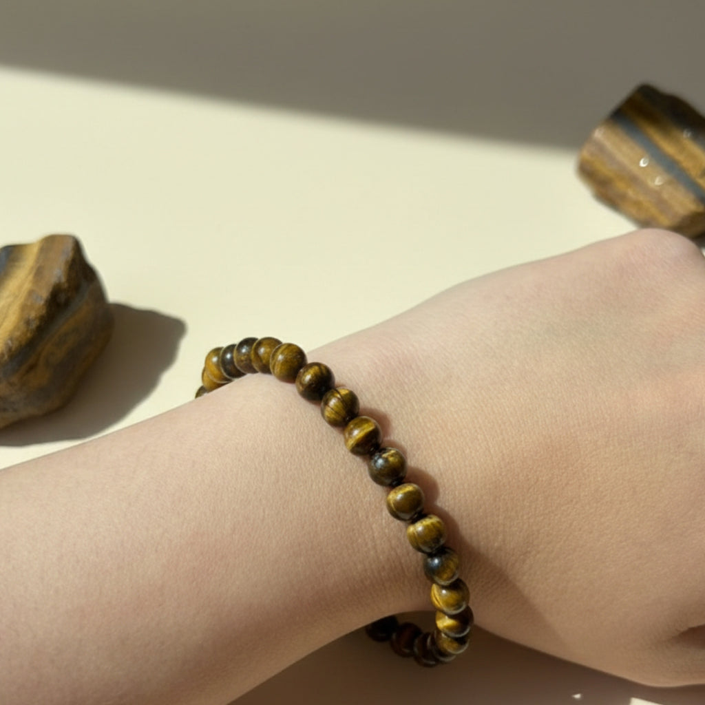 Pulsera Ojo De Tigre Natural 6mm Confianza Y Éxito