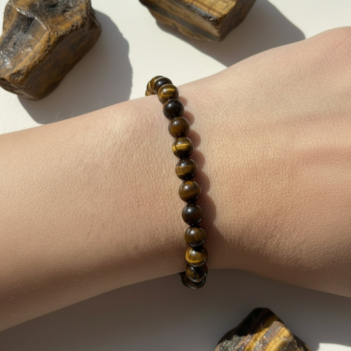 Pulsera Ojo De Tigre Natural 6mm Confianza Y Éxito