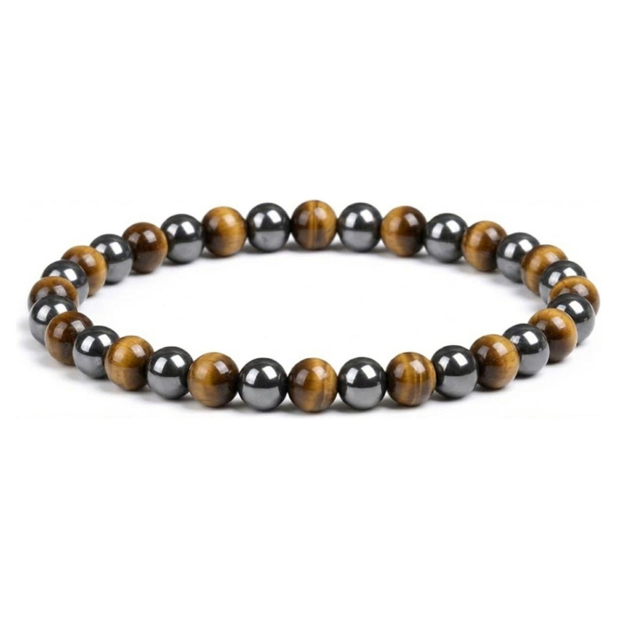 Pulsera Ojo De Tigre Y Hematita 6mm Doble Protección