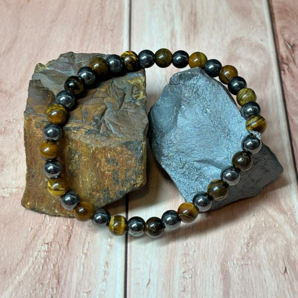 Pulsera Ojo De Tigre Y Hematita 6mm Doble Protección