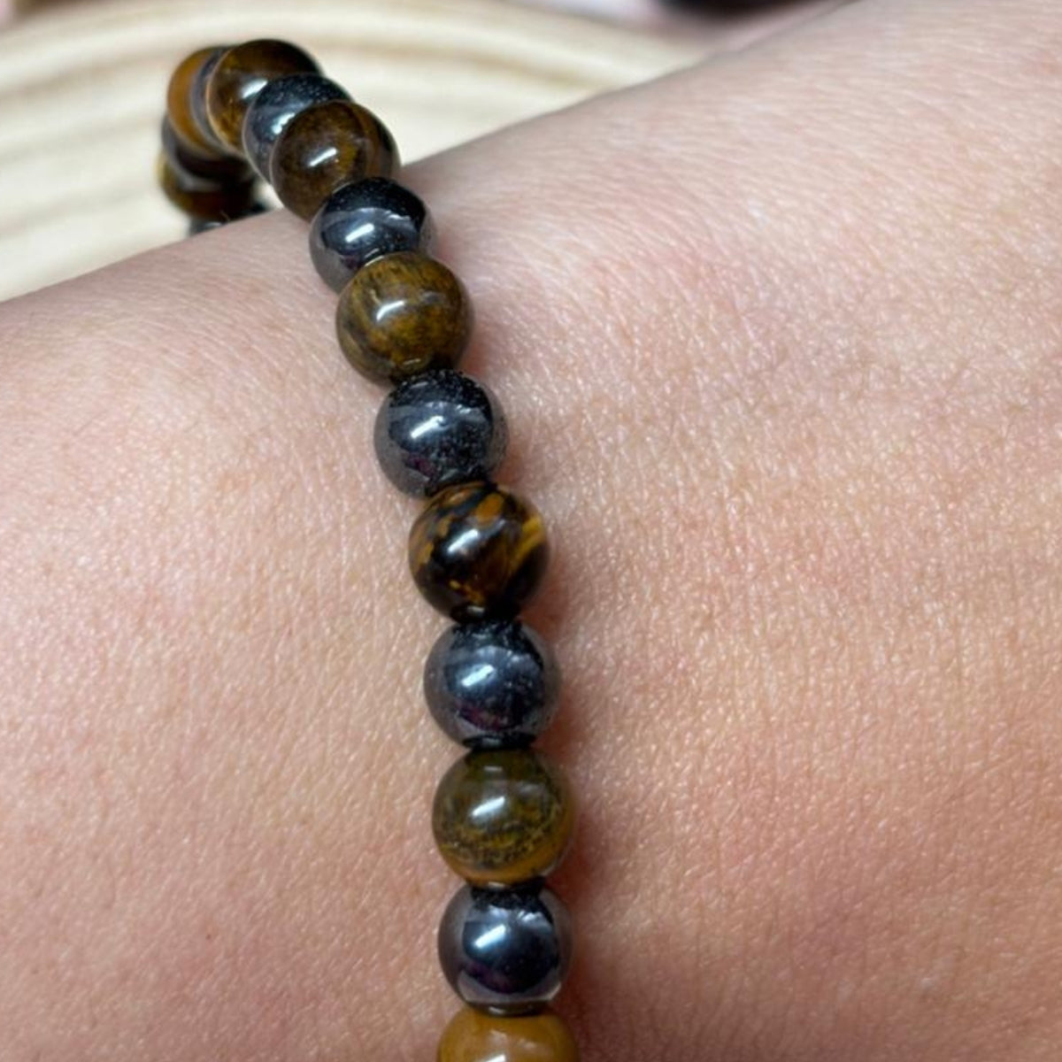 Pulsera Ojo De Tigre Y Hematita 6mm Doble Protección