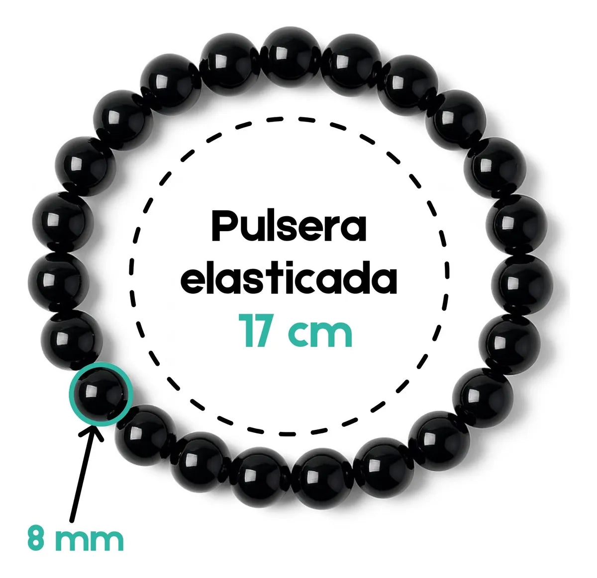 Pulsera Ónix Negro Piedra Natural Semipreciosa Protectora