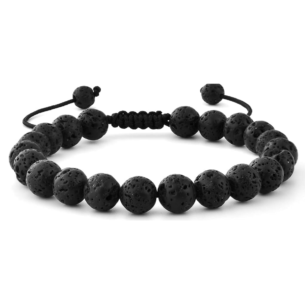 Pulsera Piedra Lava Volcánica Ajustable Resistencia Fuerza