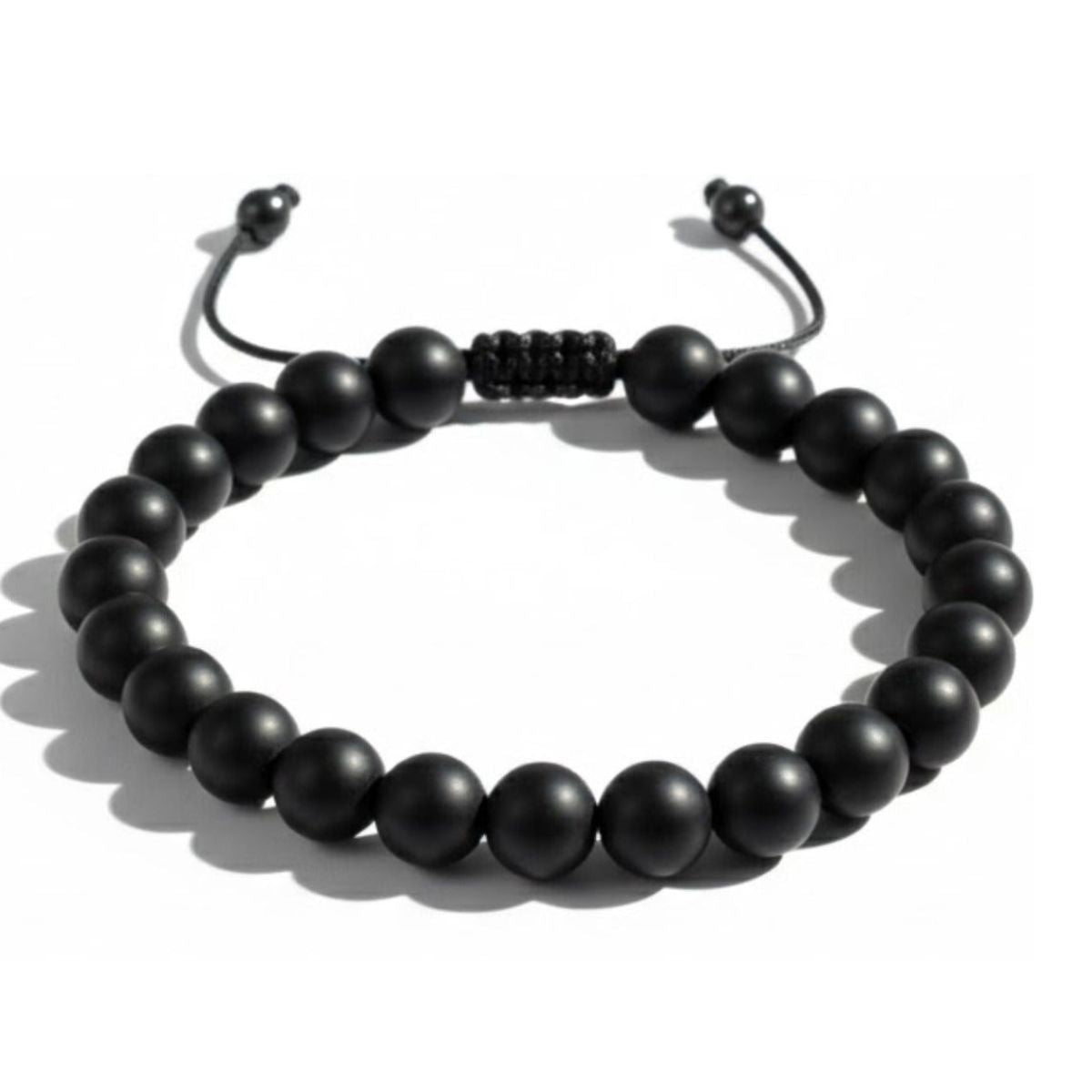 Pulsera Piedras Naturales Ónix Negro Ajustable Protección