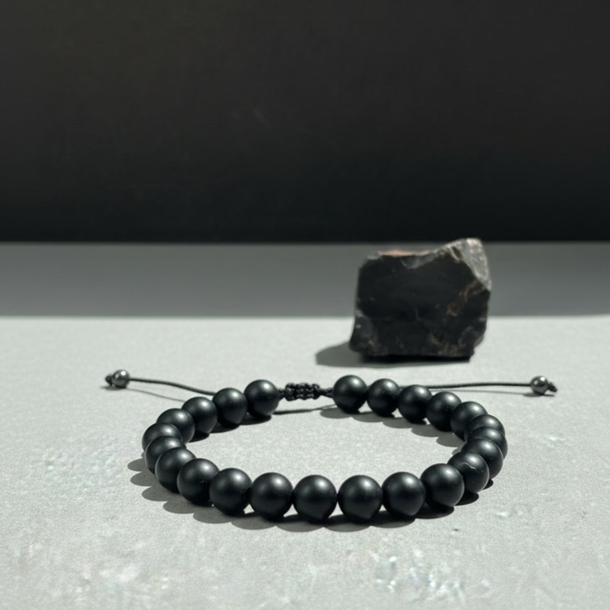 Pulsera Piedras Naturales Ónix Negro Ajustable Protección