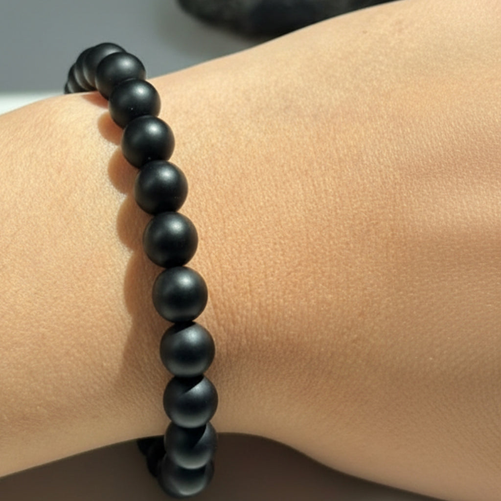 Pulsera Piedras Naturales Ónix Negro Ajustable Protección