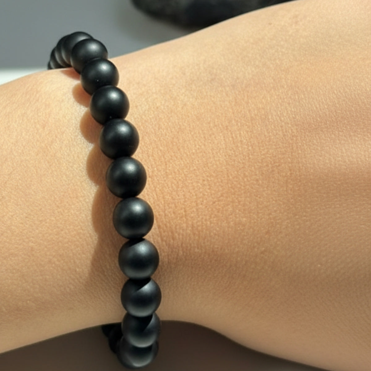 Pulsera Piedras Naturales Ónix Negro Ajustable Protección