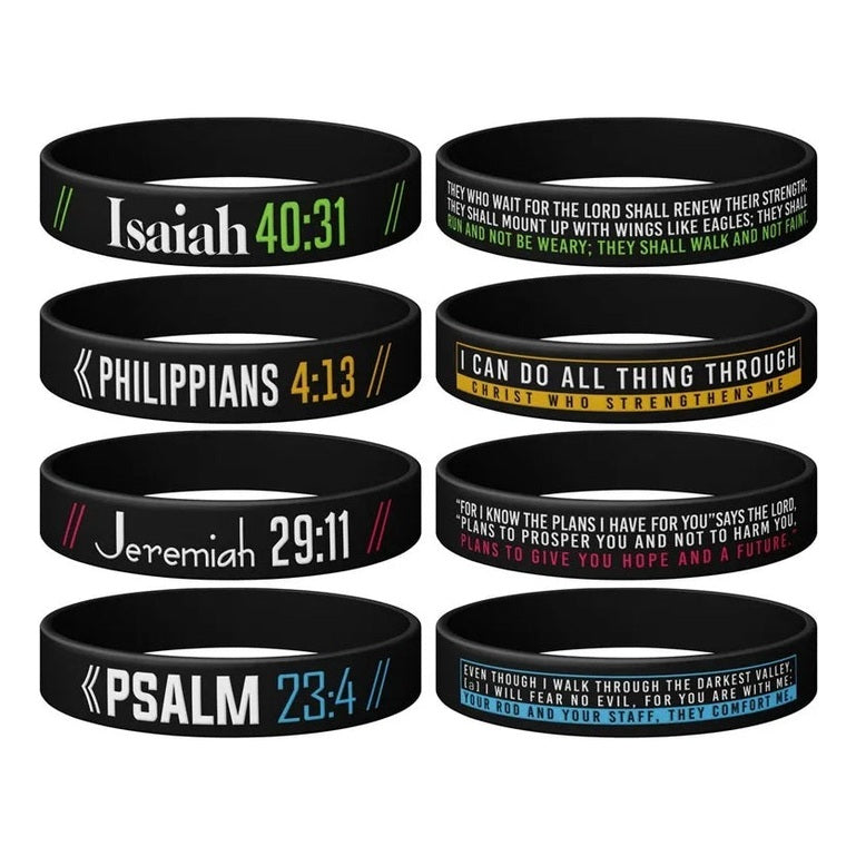Pulsera Set X4 Frases Bíblicas Salmo, Jeremías, Isaías