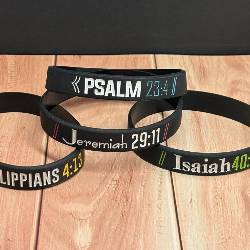 Pulsera Set X4 Frases Bíblicas Salmo, Jeremías, Isaías