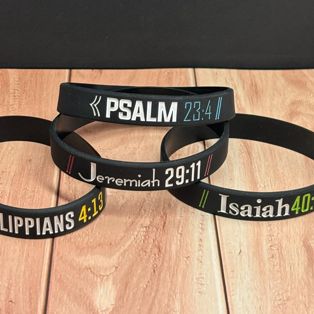 Pulsera Set X4 Frases Bíblicas Salmo, Jeremías, Isaías