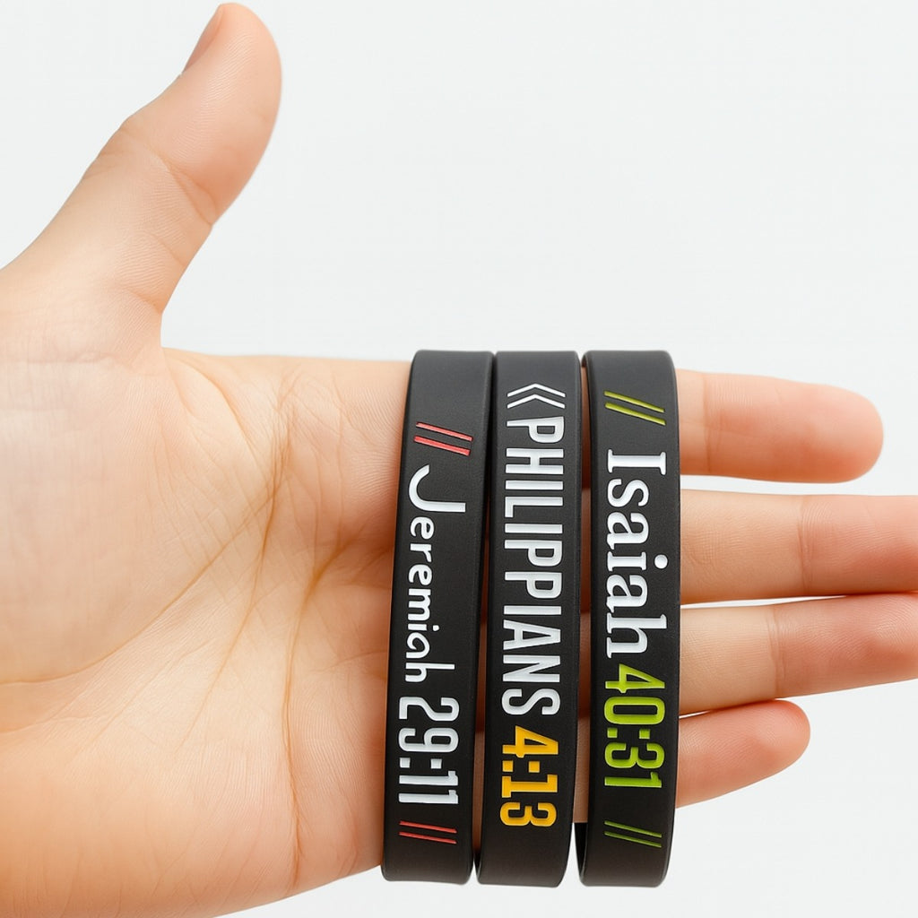 Pulsera Set X4 Frases Bíblicas Salmo, Jeremías, Isaías
