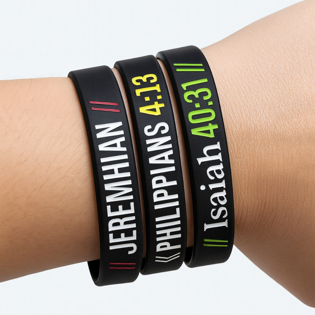 Pulsera Set X4 Frases Bíblicas Salmo, Jeremías, Isaías