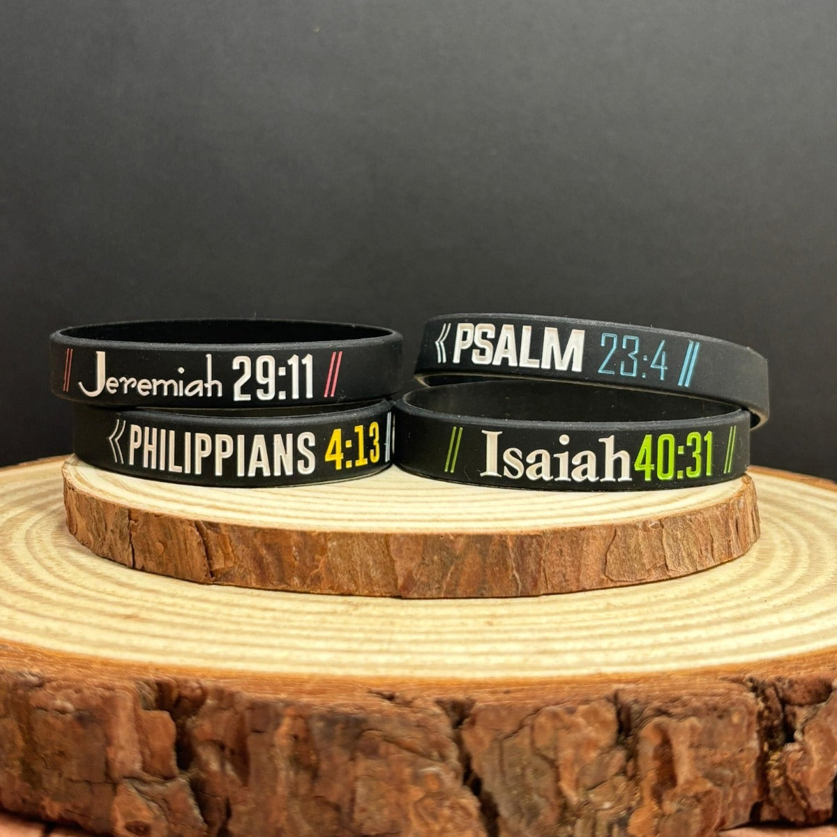 Pulsera Set X4 Frases Bíblicas Salmo, Jeremías, Isaías