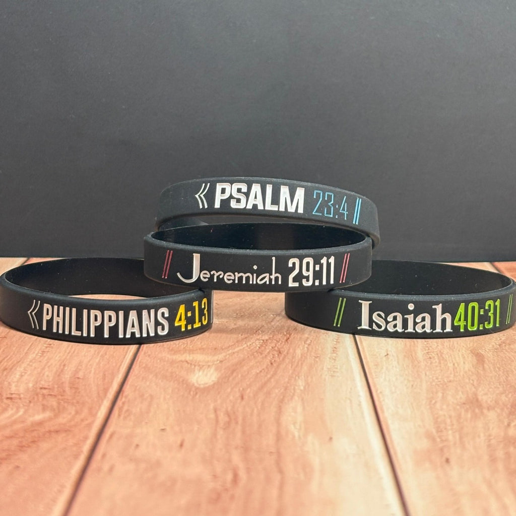 Pulsera Set X4 Frases Bíblicas Salmo, Jeremías, Isaías