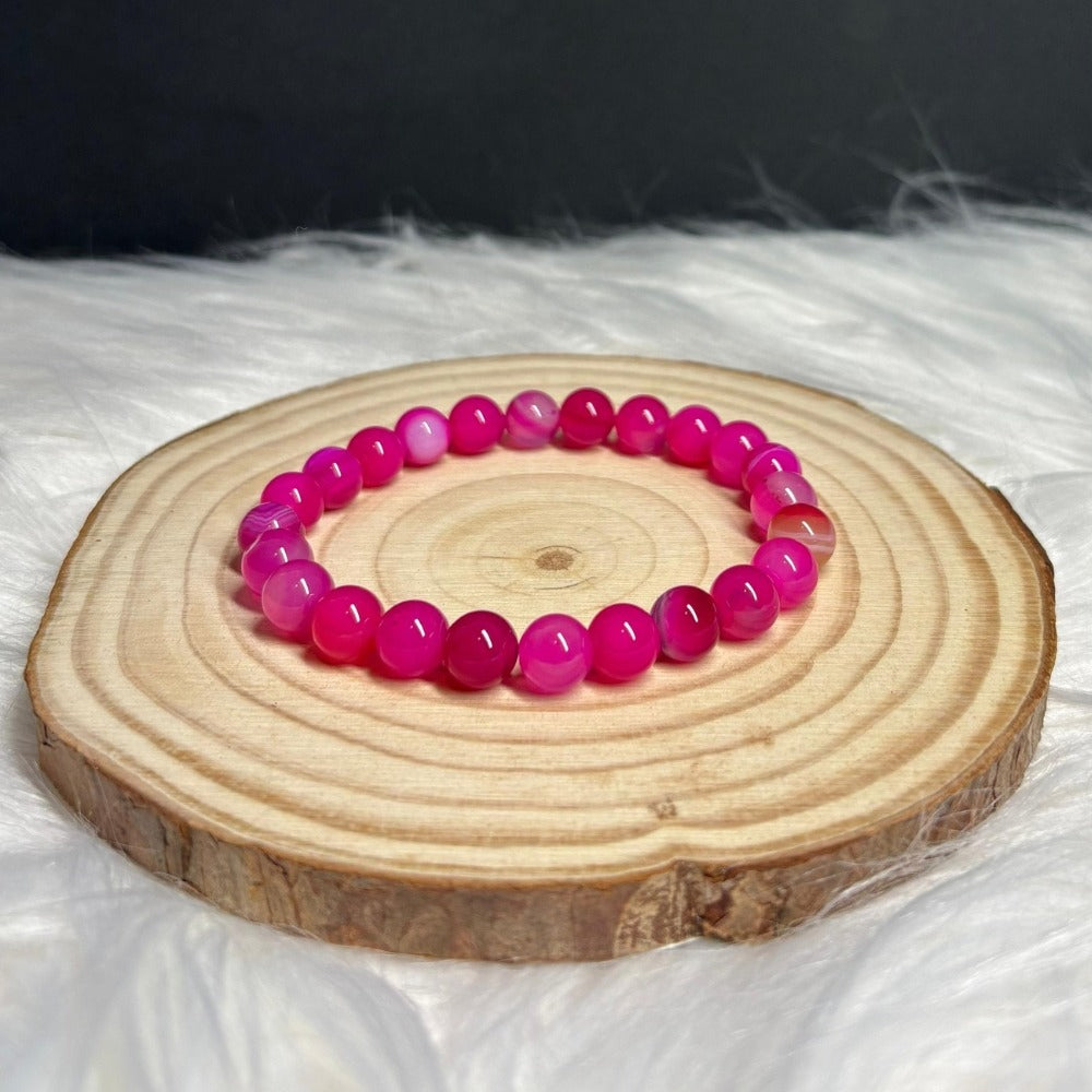 Pulsera de Ágata Fucsia Natural para Energía y Alegría