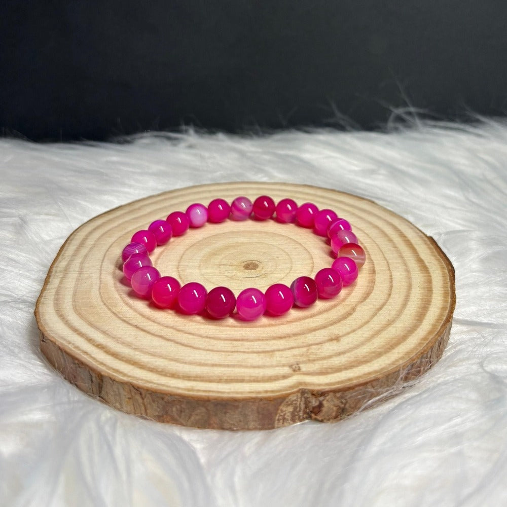 Pulsera de Ágata Fucsia Natural para Energía y Alegría