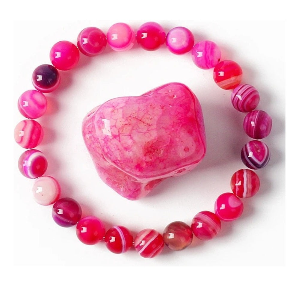 Pulsera de Ágata Fucsia Natural para Energía y Alegría