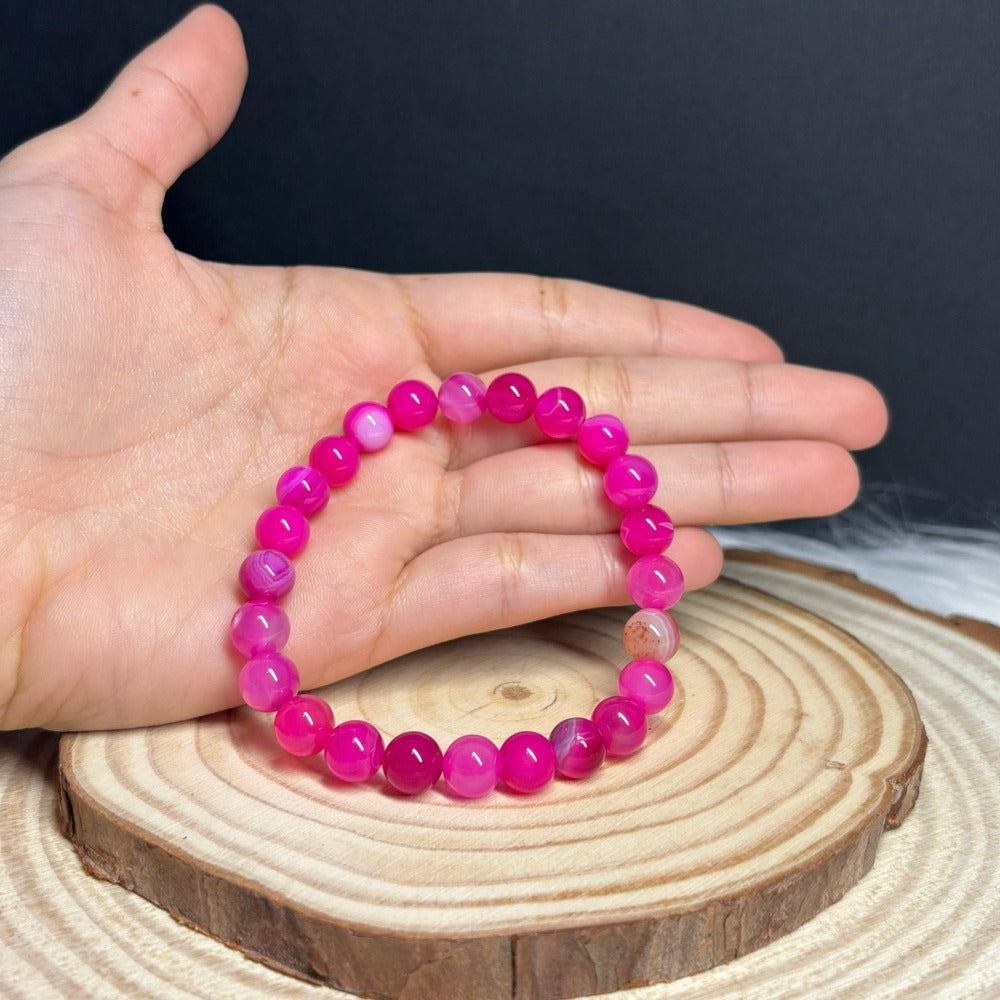 Pulsera de Ágata Fucsia Natural para Energía y Alegría