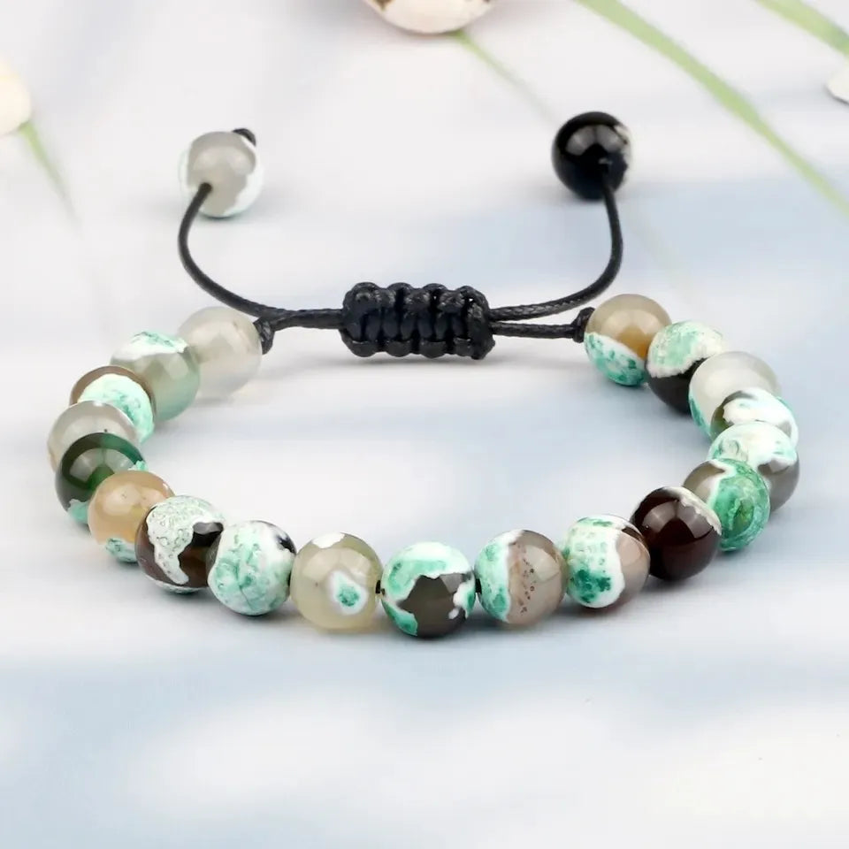 Pulsera de Ágata Verde Natural para Salud y Equilibrio