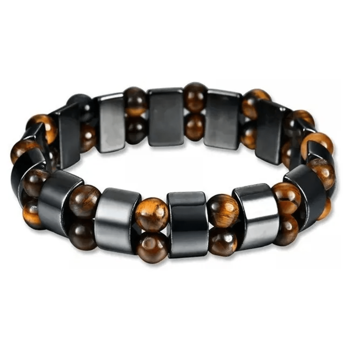 Pulsera de Hematita y Ojo de Tigre Natural para Protección y Alivio de Estrés