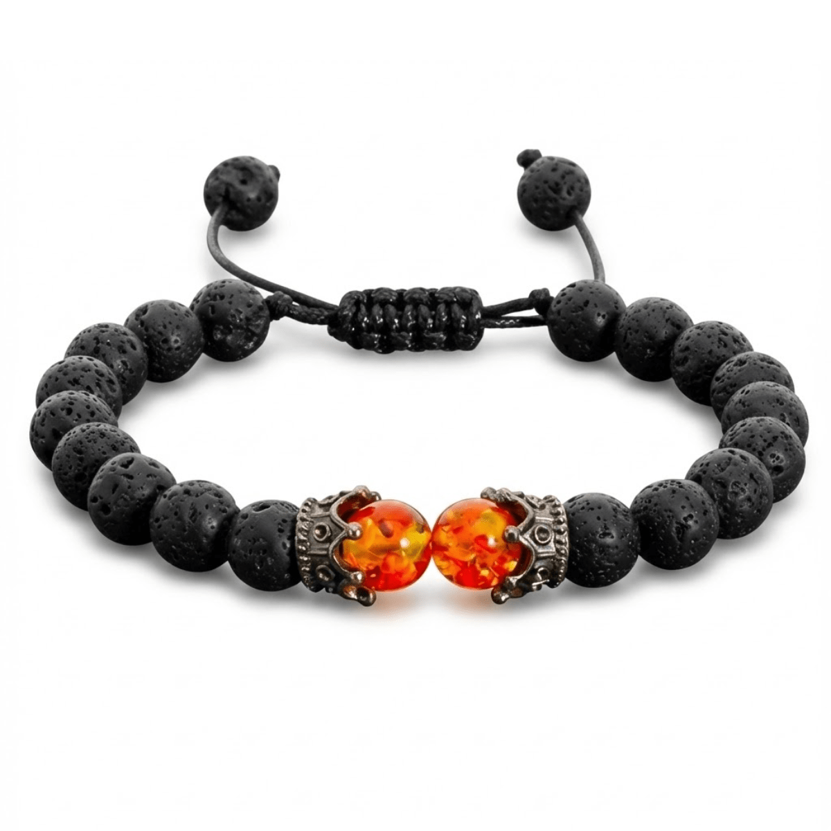 Pulsera de Lava Volcánica y Ámbar para Aromaterapia y Estabilidad