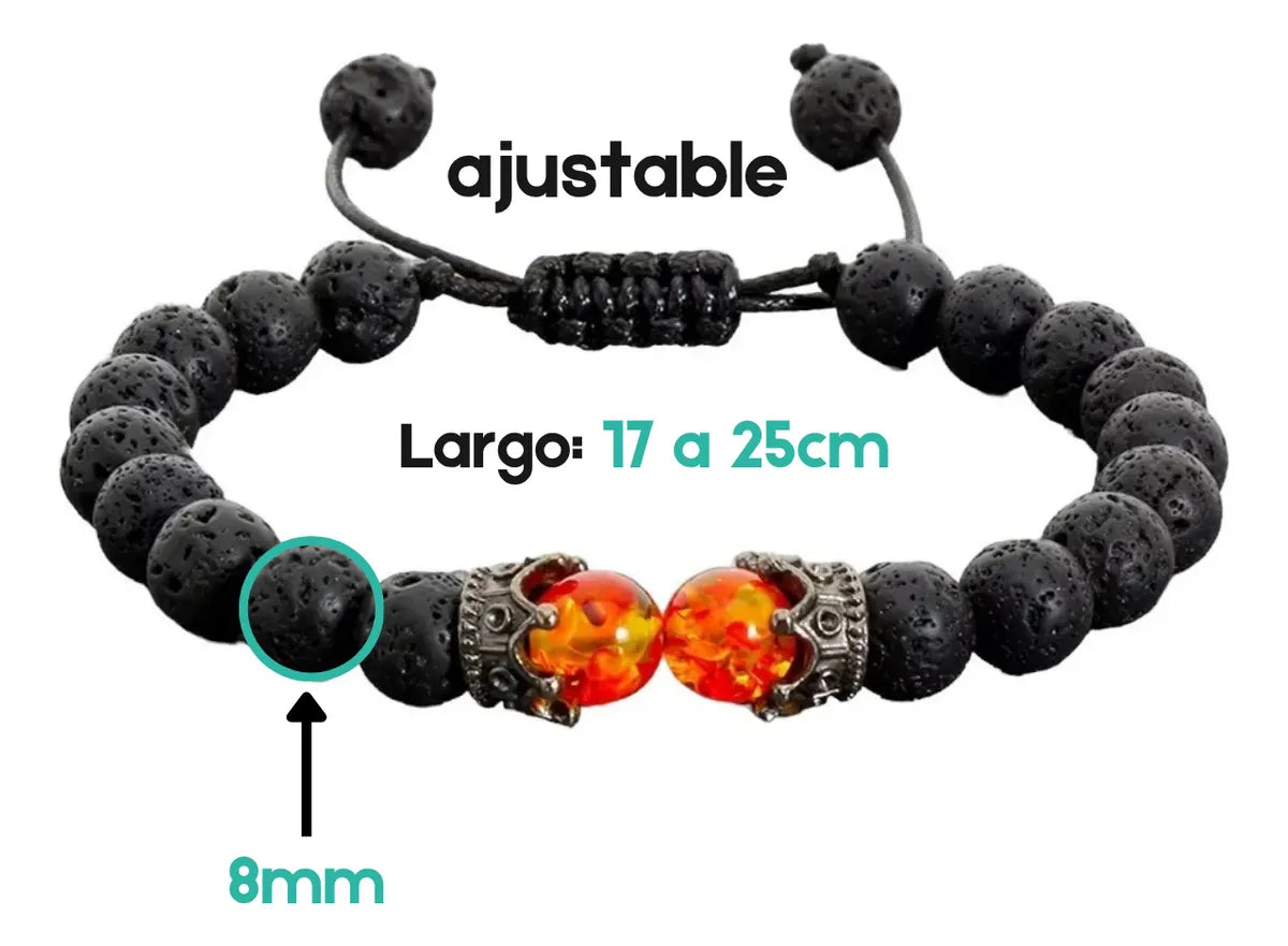 Pulsera de Lava Volcánica y Ámbar para Aromaterapia y Estabilidad