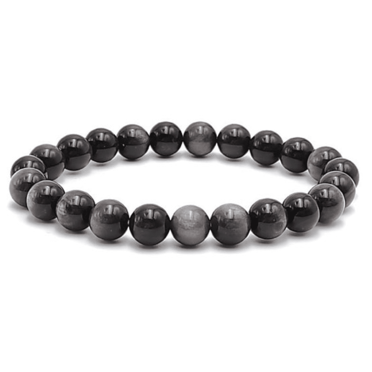Pulsera de Obsidiana Plateada Natural para Sanación y Meditación