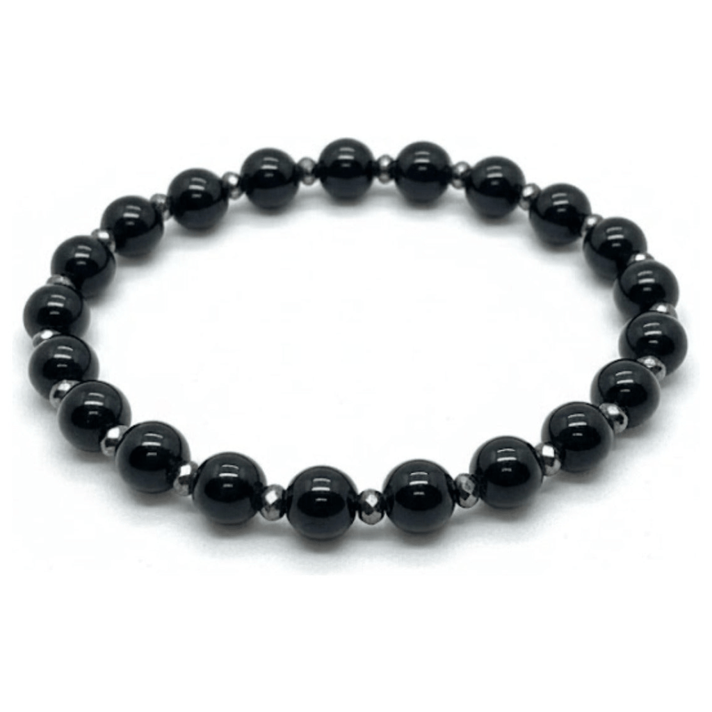 Pulsera de Ónix Negro y Hematita Natural - Escudo y Protección