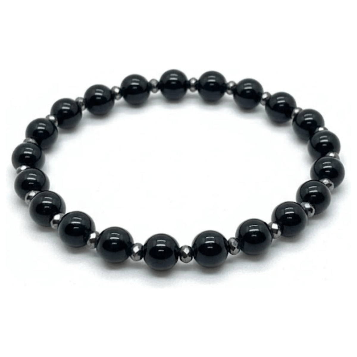 Pulsera de Ónix Negro y Hematita Natural - Escudo y Protección