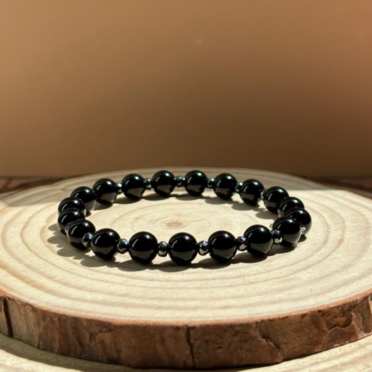 Pulsera de Ónix Negro y Hematita Natural - Escudo y Protección