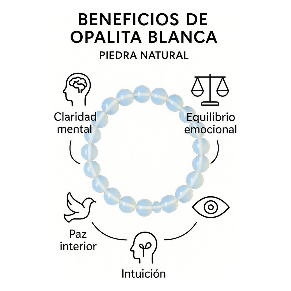 Pulsera de Opalita Blanca para Serenidad y Paz Interior