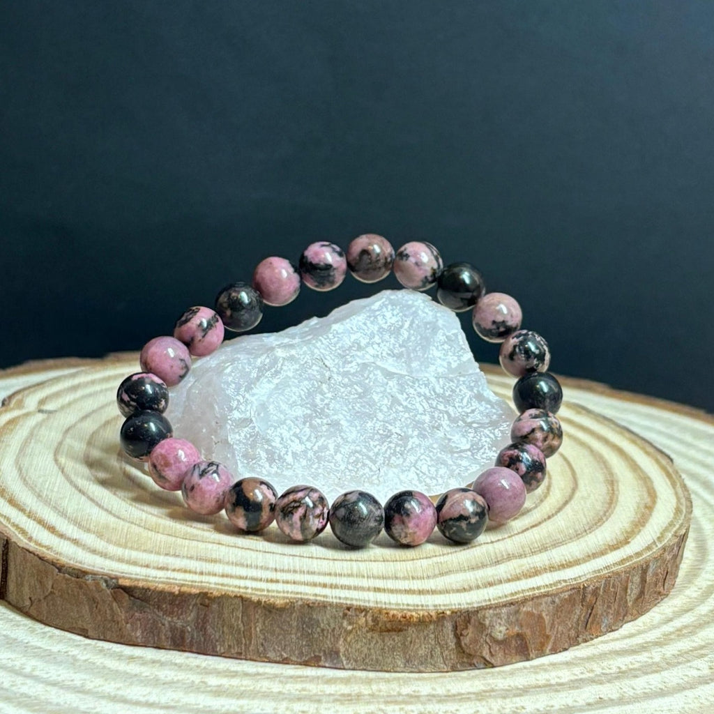 Pulsera de Rodonita Natural para Amor y Equilibrio Emocional