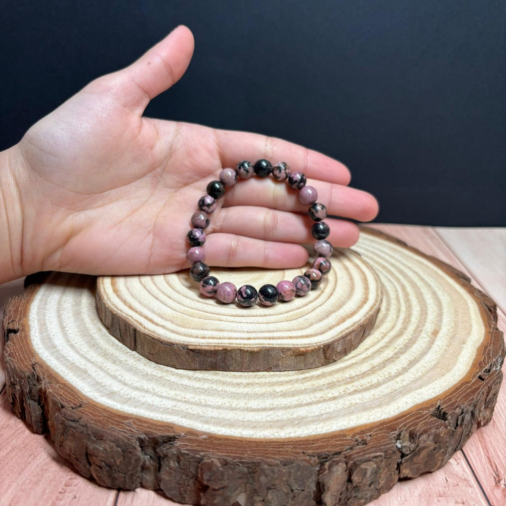 Pulsera de Rodonita Natural para Amor y Equilibrio Emocional