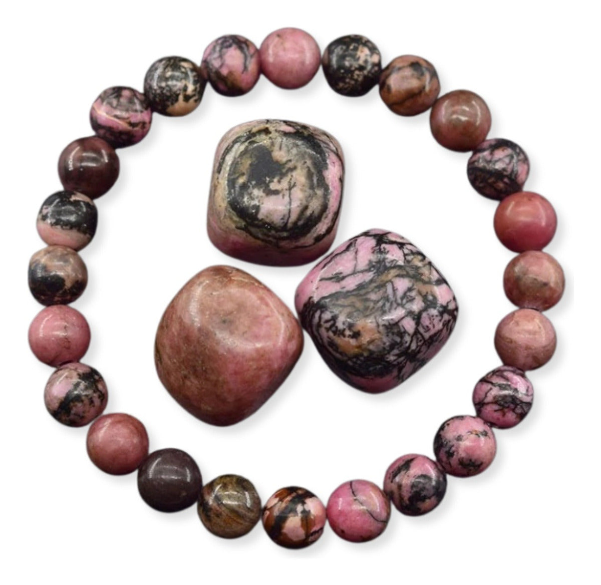 Pulsera de Rodonita Natural para Amor y Equilibrio Emocional