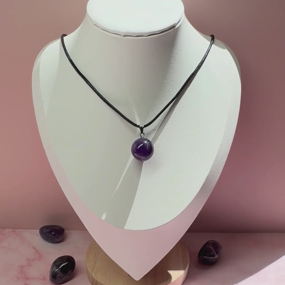 Collar de Amatista Cuero PU