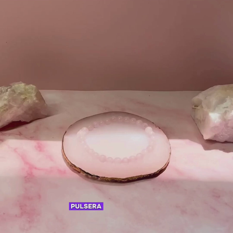 Pulsera Cuarzo Rosa Natural 6mm Para Amor Y Armonía