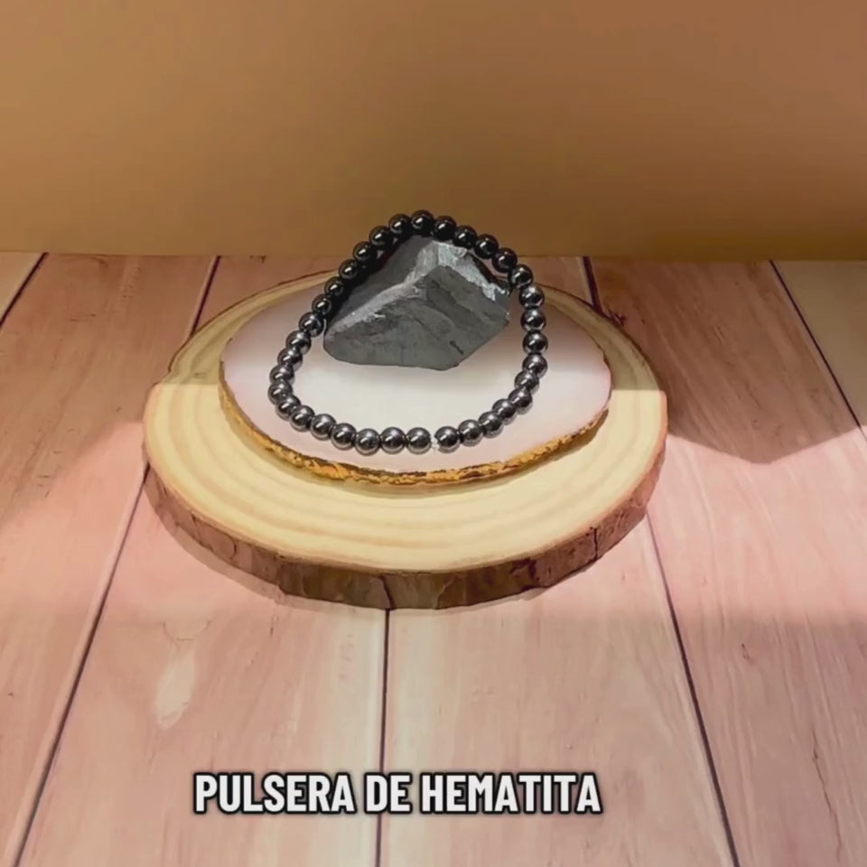 Pulsera Hematita Natural 6 mm Para Protección Y Fuerza