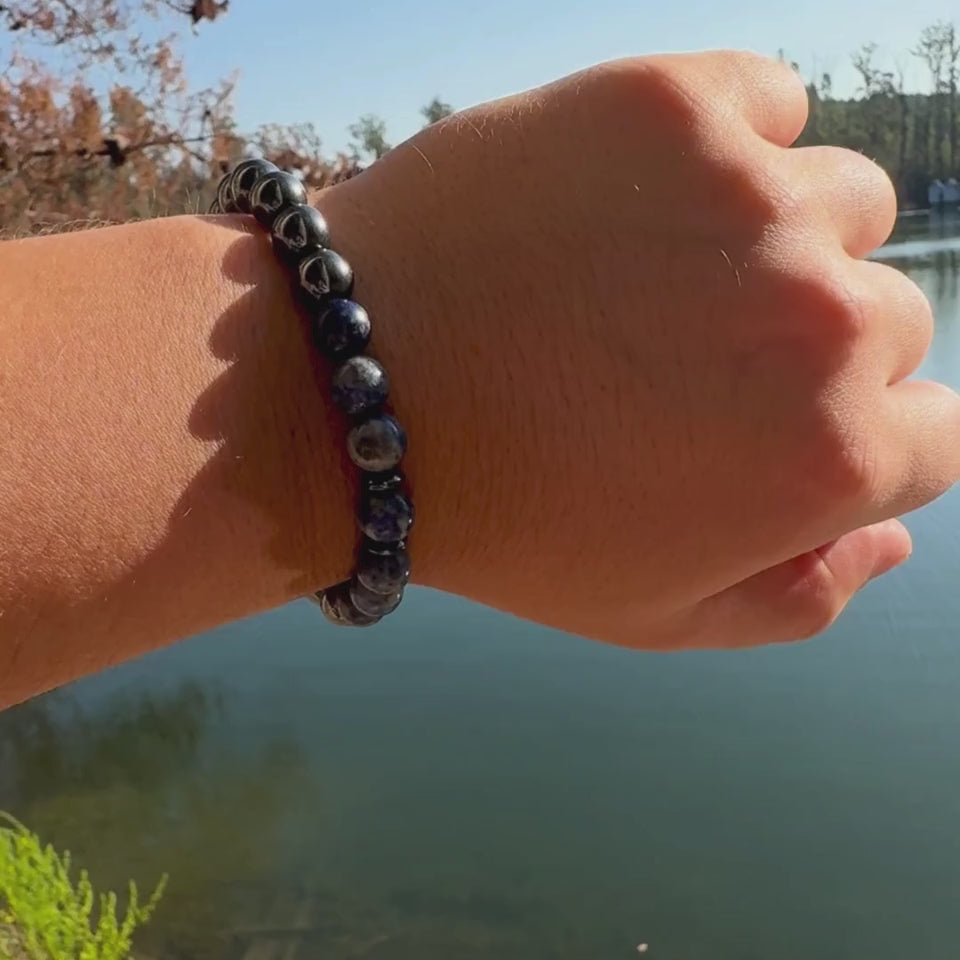 Pulsera Lapislázuli Y Hematita De Piedras Naturales