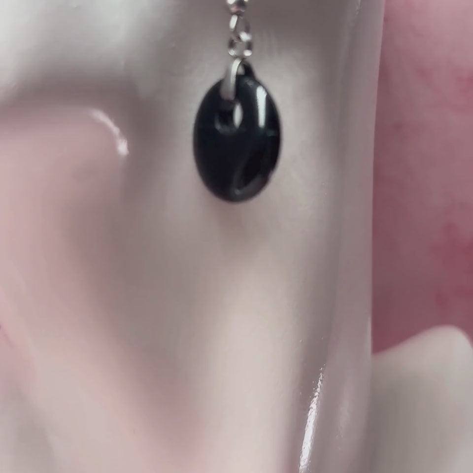 Aros Obsidiana Negra En Acero Inoxidable Protección