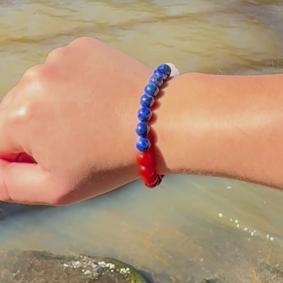 Pulsera Piedras Naturales Chile Tricolor Ágata Lapislázuli